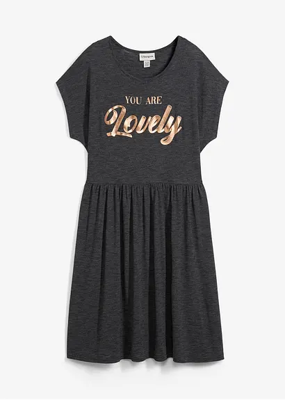 bonprix Shirtkleid mit Fledermausärmeln - schwarz - Damen