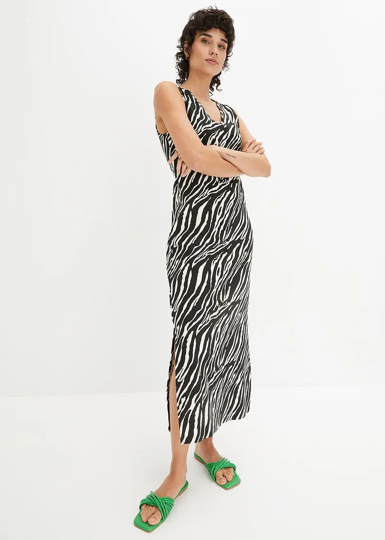 Bonprix Shirtkleid Mit Modischem Rückendetail - Schwarz - Damen