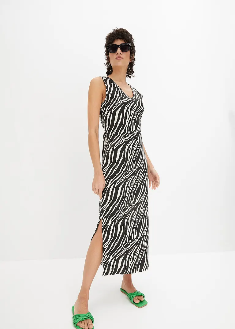 Bonprix Shirtkleid Mit Modischem Rückendetail - Schwarz - Damen