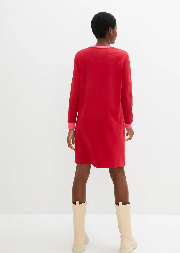 Bonprix Shirtkleid Mit Rundhalsausschnitt Langarm - Rot