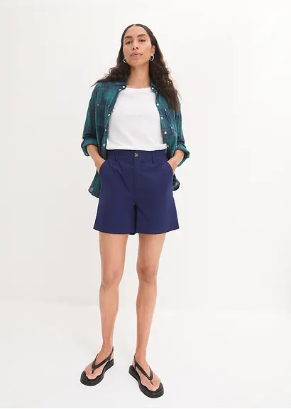 Bonprix Shorts Mit Bequembund Aus Softem Baumwoll-Twill - Blau