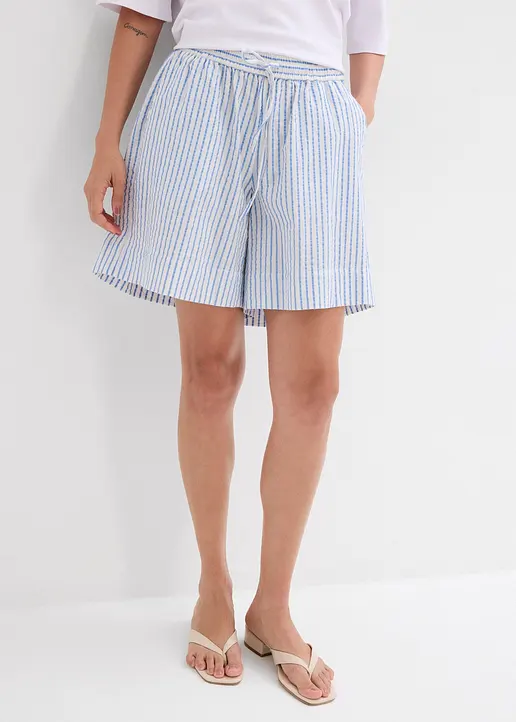 Bonprix Shorts Mit Luftiger Seersucker-Textur Mit Elastischem Bund Und Kordelzug Der Ein Verstellen Der Passform Ermöglicht