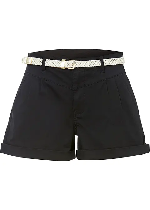 bonprix Shorts mit umgeschlagenem Saum - schwarz - Damen