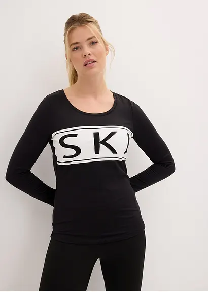 Bonprix Ski-Shirt Mit Weich Angerauter Innenseite - Schwarz