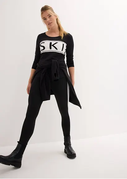 Bonprix Ski-Shirt Mit Weich Angerauter Innenseite - Schwarz