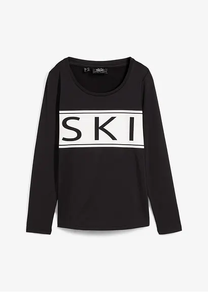 bonprix Ski-Shirt mit weich angerauter Innenseite - schwarz