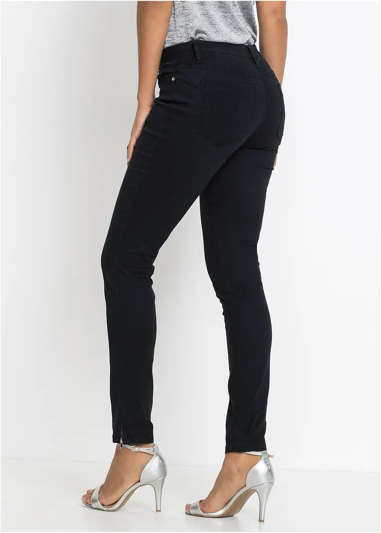 Bonprix Skinny-Jeans Mid Waist Cropped - Schwarz - Damen