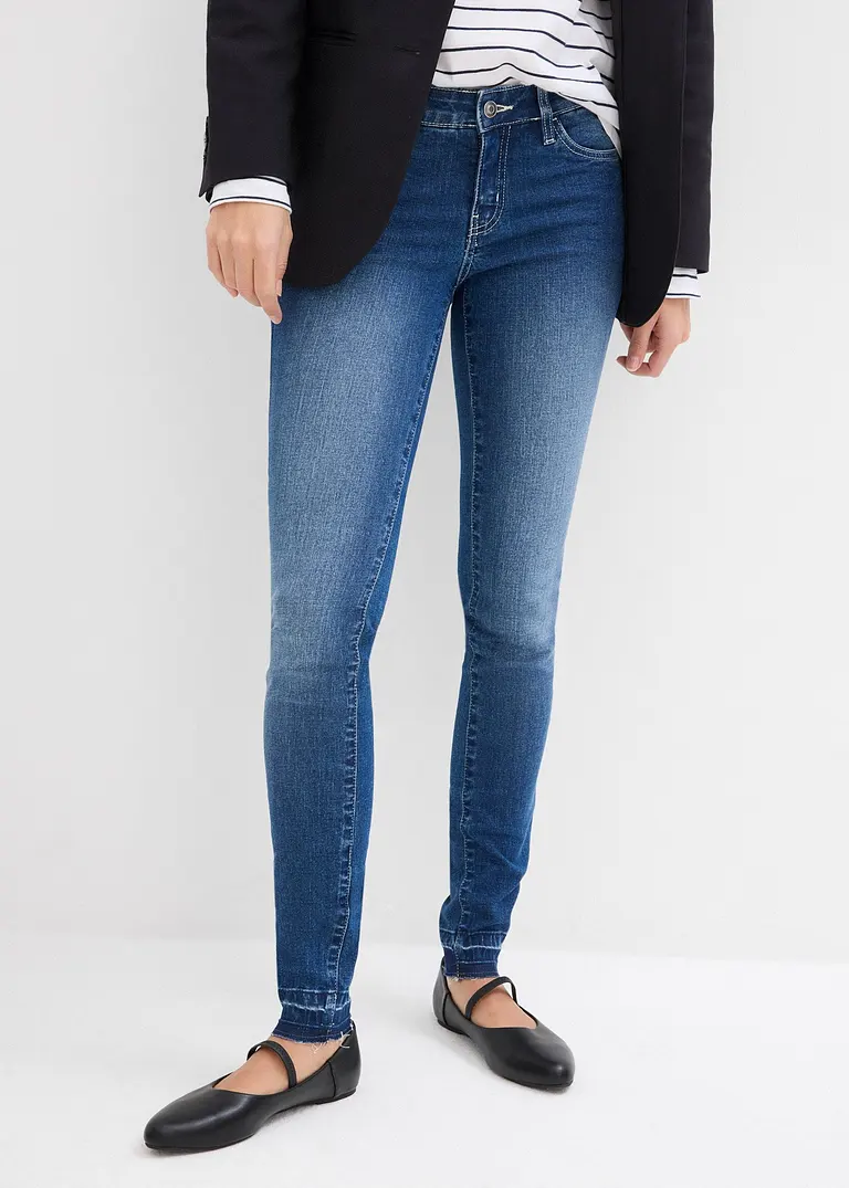 Bonprix Skinny Jeans Mit Mittlerem Bund Und Stretch - Blau Regular