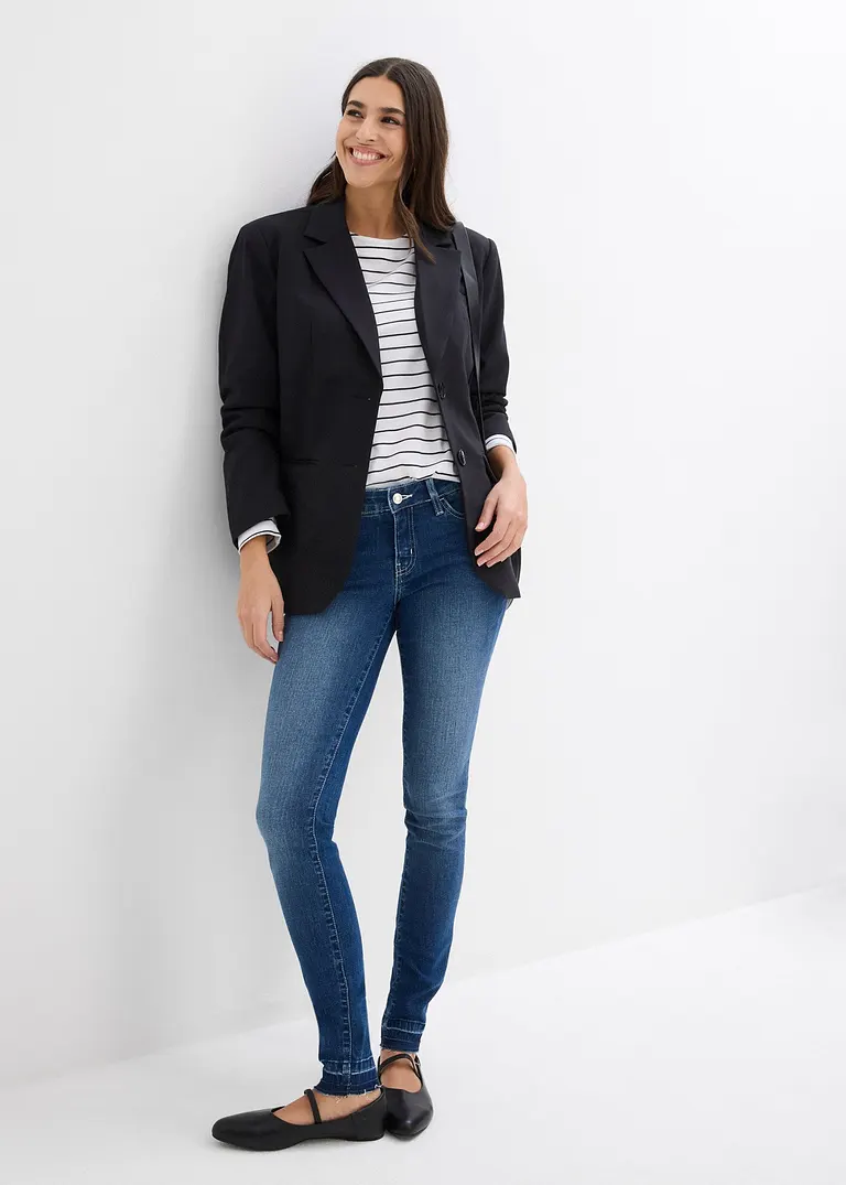 Bonprix Skinny Jeans Mit Mittlerem Bund Und Stretch - Blau Regular