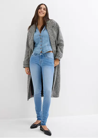 Bonprix Skinny Jeans Mit Mittlerem Bund Und Stretch - Blau Regular