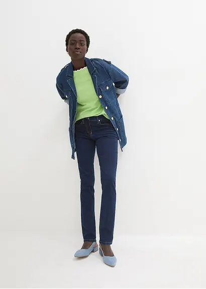 Bonprix Slim-Fit-Jeans Mid Waist Super Stretch - Blau Petite