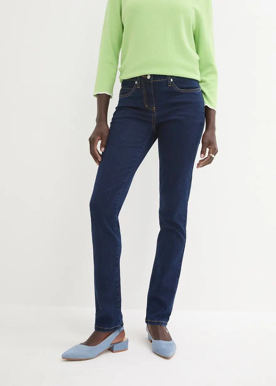 Bonprix Slim-Fit-Jeans Mid Waist Super Stretch - Blau Regular
