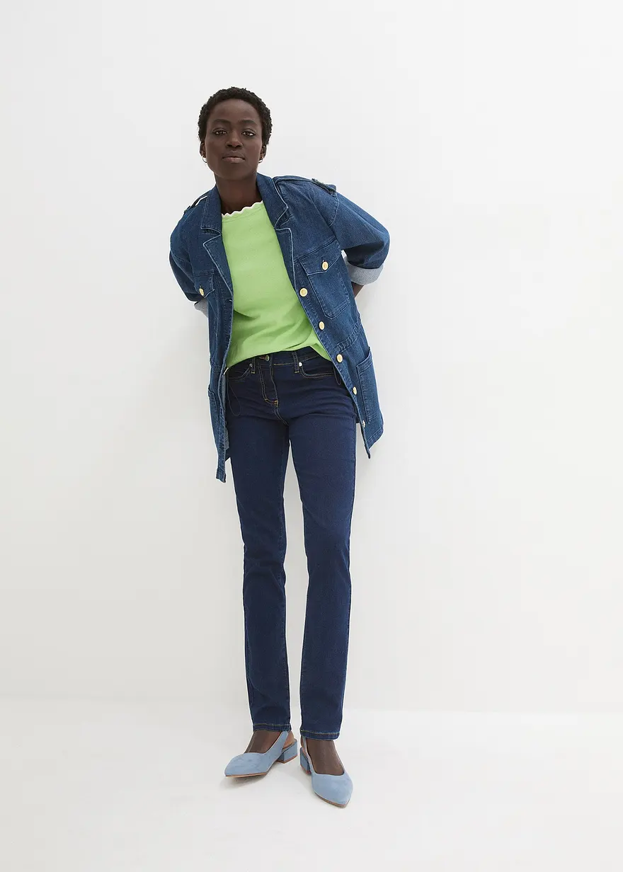 Bonprix Slim-Fit-Jeans Mid Waist Super Stretch - Blau Regular