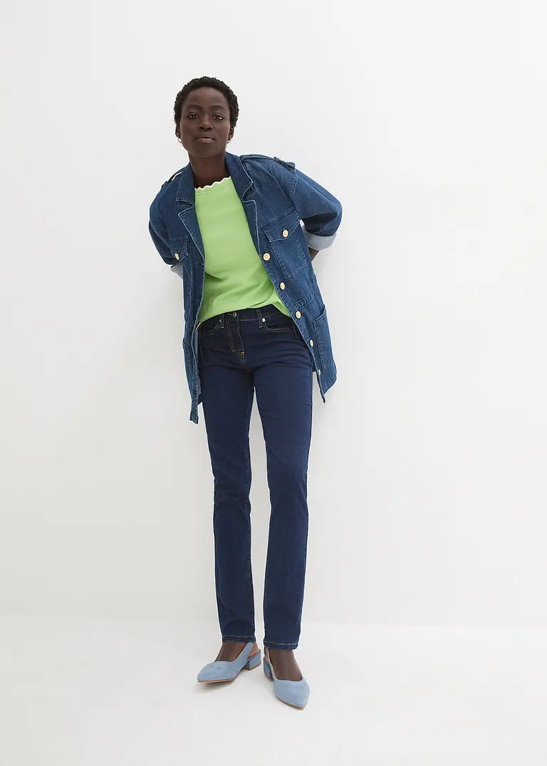 Bonprix Slim-Fit-Jeans Mid Waist Super Stretch - Blau Tall