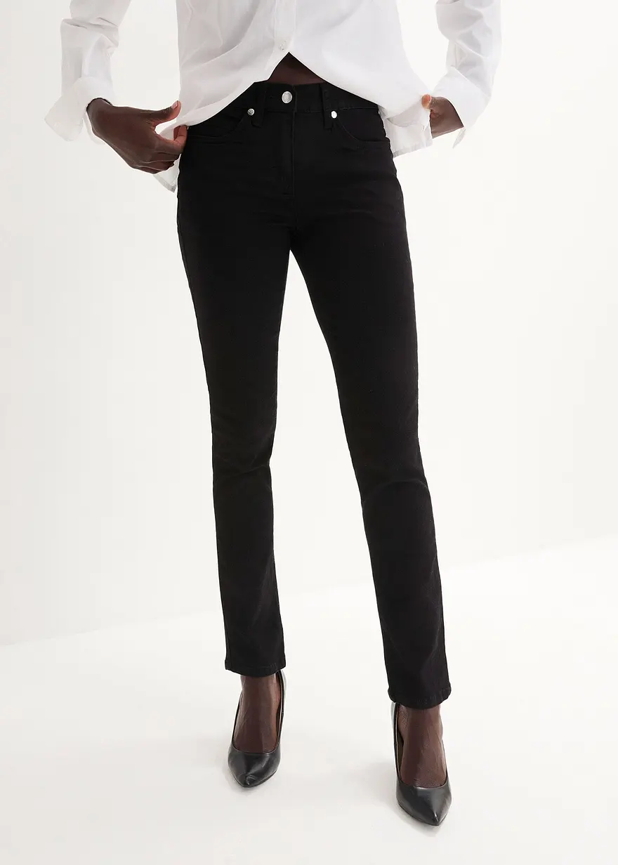 Bonprix Slim-Fit-Jeans Mid Waist Super Stretch - Schwarz Tall
