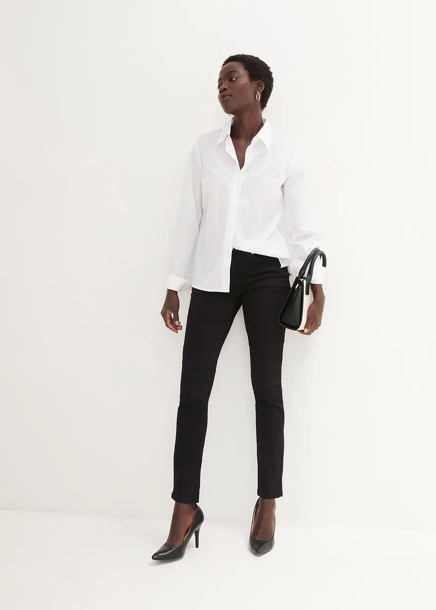 Bonprix Slim-Fit-Jeans Mid Waist Super Stretch - Schwarz Tall