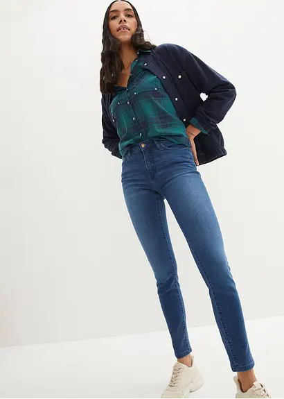 Bonprix Slim Jeans High Waist Shaping - Blau Petite - Damen