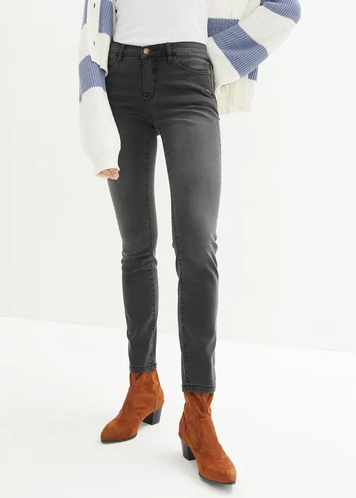 Bonprix Slim Jeans High Waist Shaping - Schwarz Regular