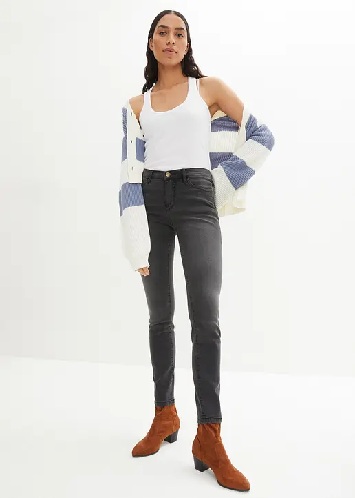 Bonprix Slim Jeans High Waist Shaping - Schwarz Regular