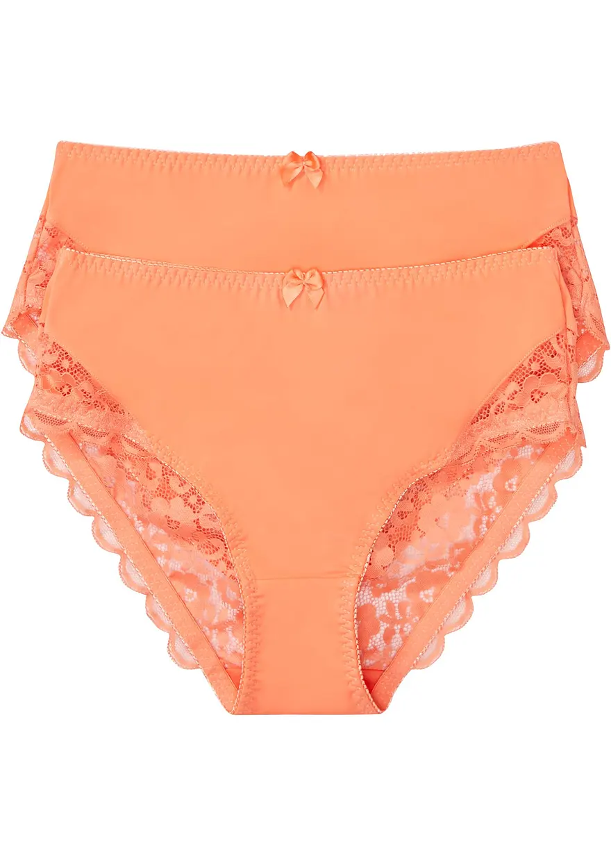 bonprix Slip mit Spitze im attraktivem zweier Pack - lachs+lachs - Damen