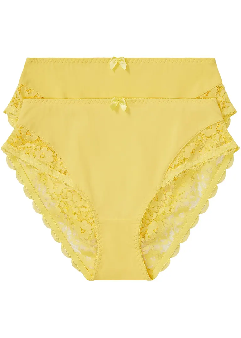 bonprix Slip mit Spitze im attraktivem zweier Pack - softgelb+softgelb