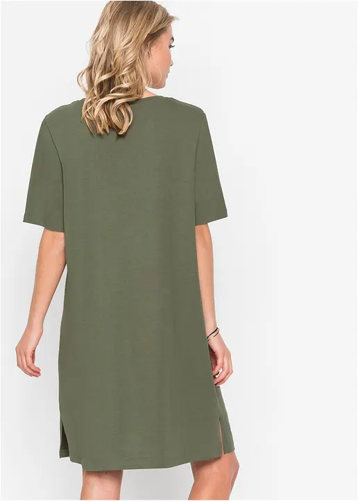 Bonprix Smartes Shirtkleid Mit Seitenschlitzen - Grün - Damen
