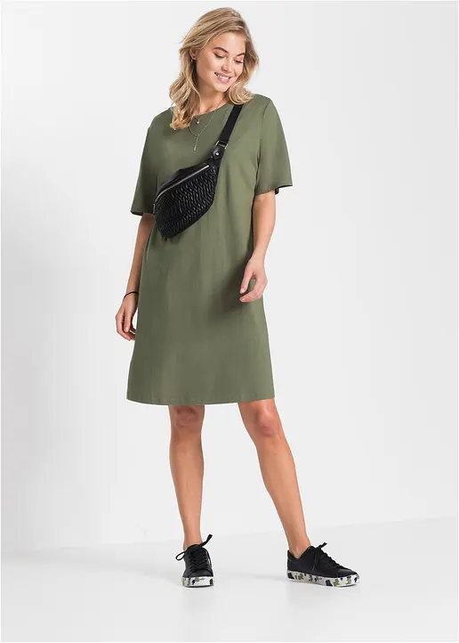 Bonprix Smartes Shirtkleid Mit Seitenschlitzen - Grün - Damen