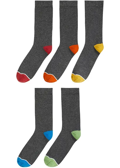 bonprix Socken (5er Pack) mit Bio-Baumwolle - anthrazit meliert
