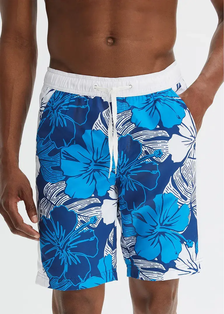 Bonprix Sommerlich Bedruckte Strand-Bermuda - Blau - Herren