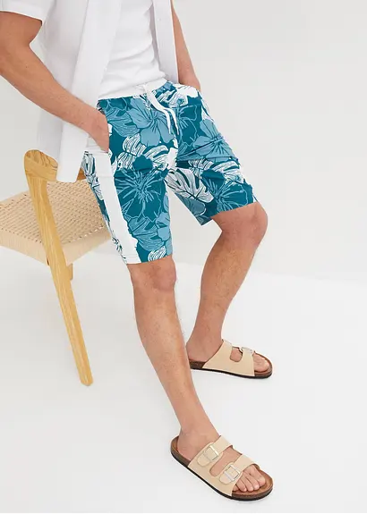 Bonprix Sommerlich Bedruckte Strand-Bermuda - Petrol - Herren