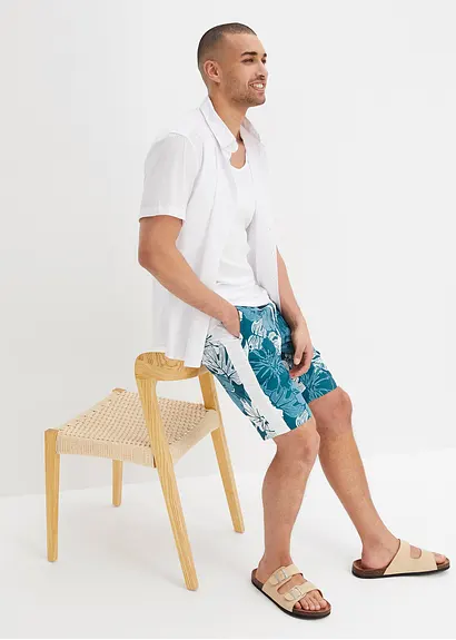 Bonprix Sommerlich Bedruckte Strand-Bermuda - Petrol - Herren