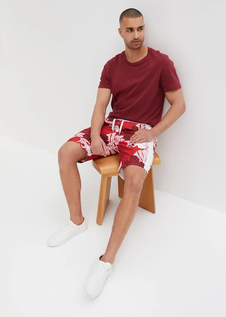 Bonprix Sommerlich Bedruckte Strand-Bermuda - Rot - Herren