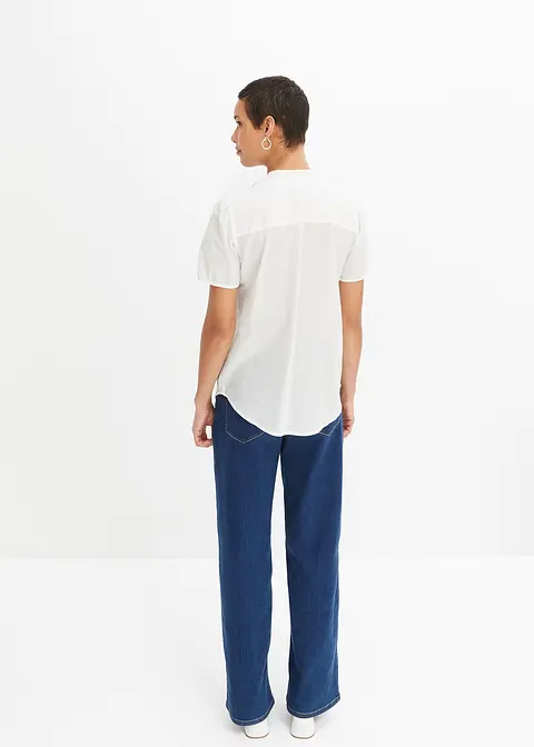 Bonprix Sommerliche Bluse Mit Lochstickerei Im Oberen Bereich - Weiß