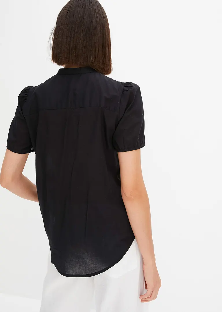 Bonprix Sommerliche Bluse Mit Lochstickerei Im Oberen Bereich - Schwarz