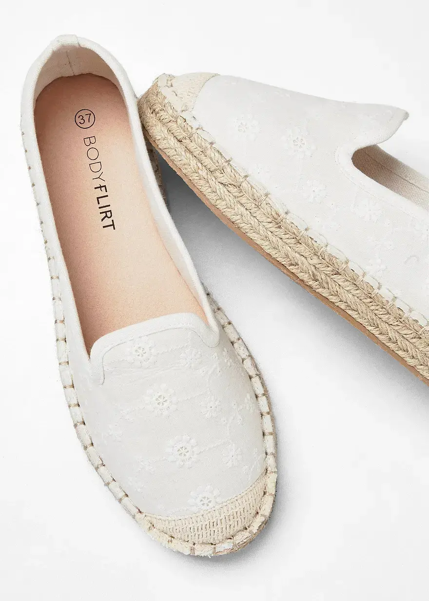 Bonprix Sommerliche Espadrille Mit Blumenstickerei - Beige