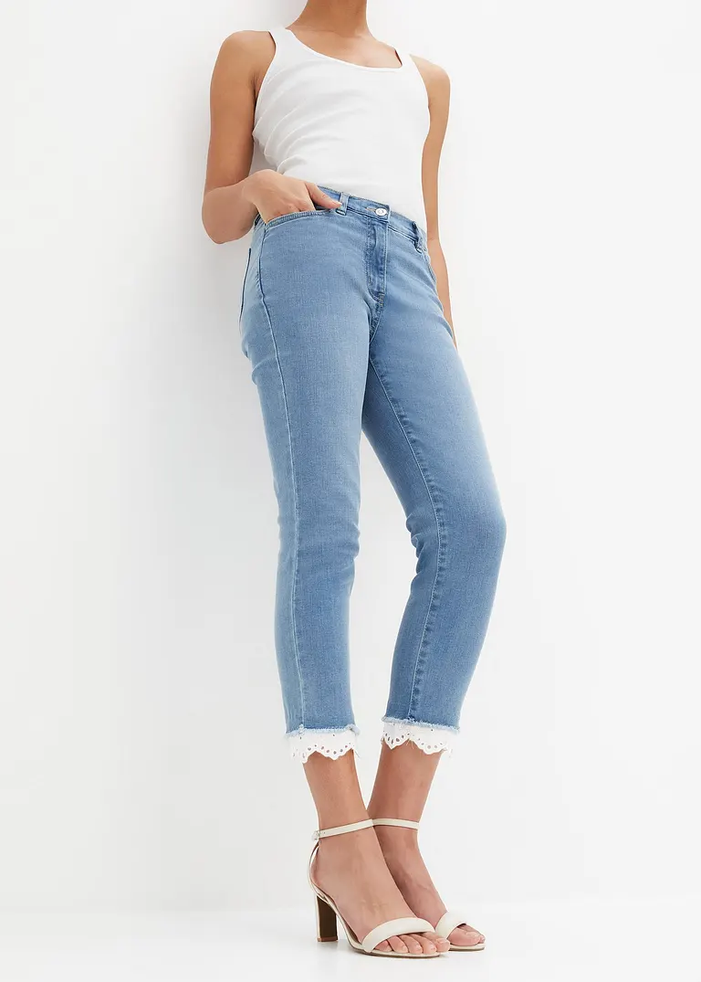 Bonprix Sommerliche Hose Mit Verzierung Am Saum - Blau - Damen