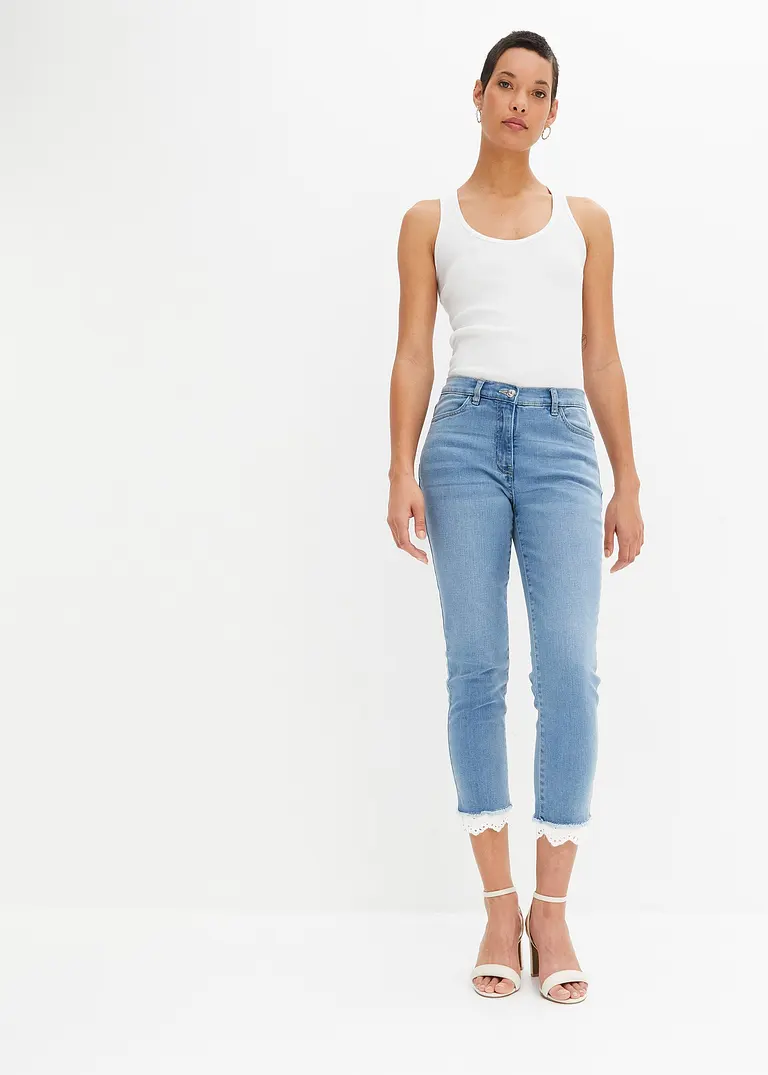 Bonprix Sommerliche Hose Mit Verzierung Am Saum - Blau - Damen
