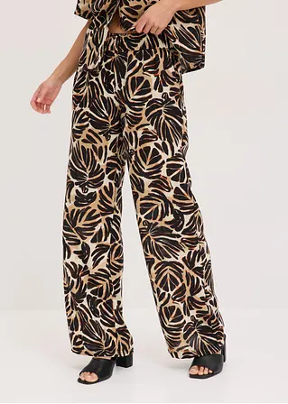 Bonprix Sommerliche Palazzo-Hose In Leinen-Optik Mit Gummibund - Braun