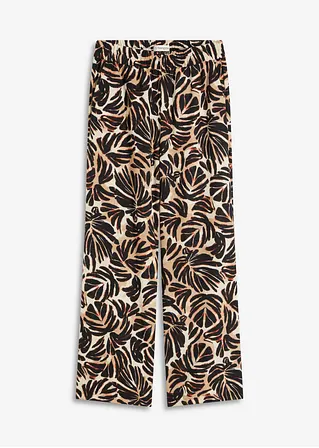 bonprix sommerliche Palazzo-Hose in Leinen-Optik mit Gummibund - braun