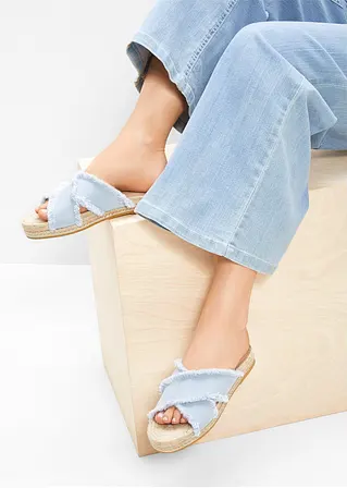 Bonprix Sommerliche Pantolette Mit Fransen - Blau - Damen