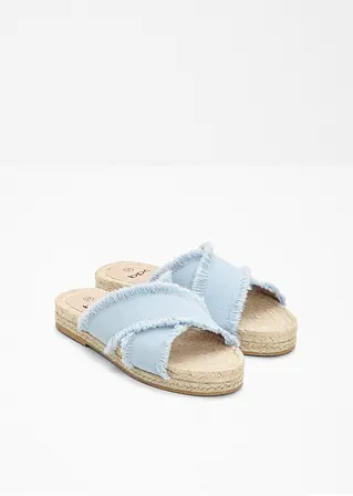 Bonprix Sommerliche Pantolette Mit Fransen - Blau - Damen