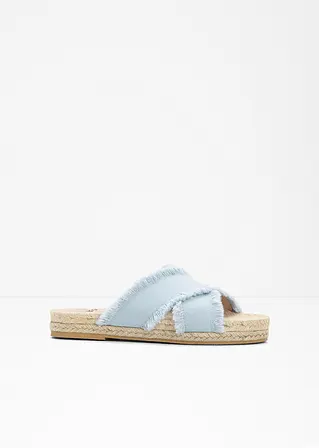 Bonprix Sommerliche Pantolette Mit Fransen - Blau - Damen