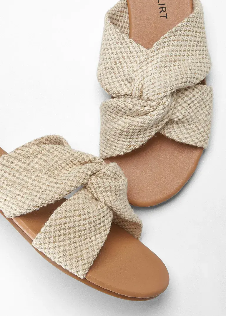 Bonprix Sommerliche Pantolette Mit Knotendetail - Beige - Damen