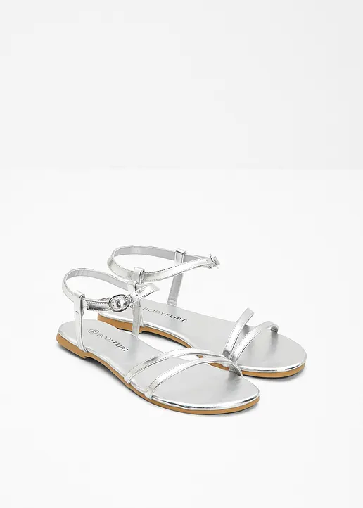 Bonprix Sommerliche Sandale Im Metallic Look - Silber - Damen