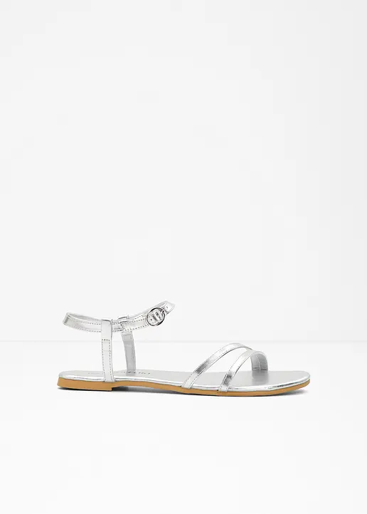 bonprix Sommerliche Sandale im Metallic Look - silber - Damen
