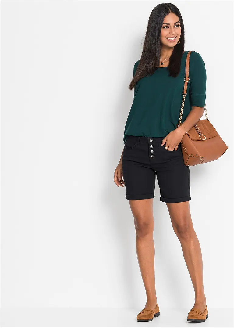 Bonprix Sommerliche Stretch-Bermuda Mit Attraktiver Knopfleiste. - Damen