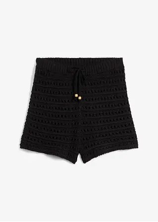bonprix Sommerliche Strickshort mit Lochmuster gefüttert - schwarz