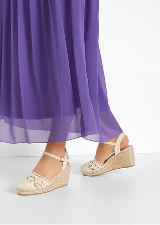 Bonprix Sommerlicher Keilpumps In Spitzenoptik - Beige - Damen