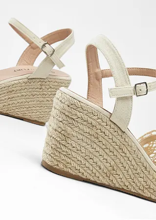 Bonprix Sommerlicher Keilpumps In Spitzenoptik - Beige - Damen