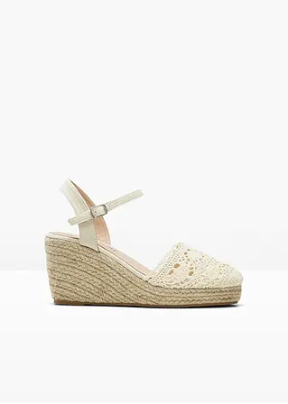 bonprix Sommerlicher Keilpumps in Spitzenoptik - beige - Damen
